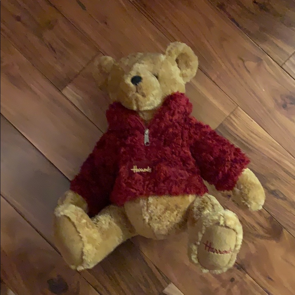 Tan Harrods bear red top